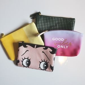 4 Small Ipsy Makeup Bags NWOT
